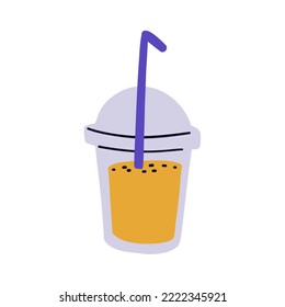 Cartoon design drink element. Hand drawn smoothie coctail