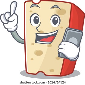 Cartoon design of dutch cheese speaking on a phone