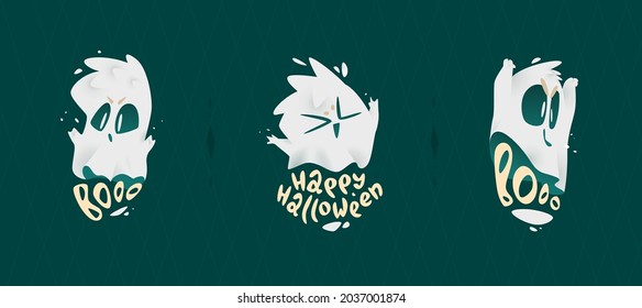 Cartoon Design Emblems for Halloween 