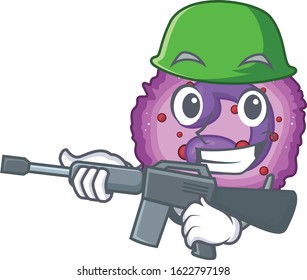 A cartoon design of eosinophil cell Army with machine gun