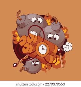 Ilustración vectorial de la explosión del diseño de dibujos animados