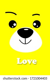 Cartoon design with face bear on yellow background
