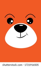 Cartoon design with face bear on orange background