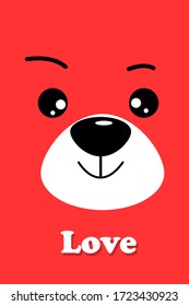 Cartoon design with face bear on red background