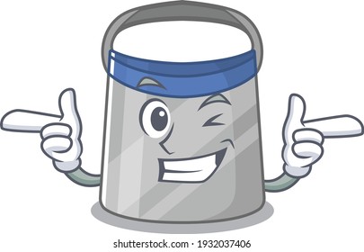 Cartoon design of face shield showing funny face with wink eye