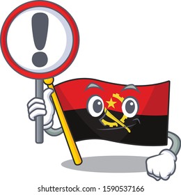 Cartoon design of flag angola Scroll raised up a sign
