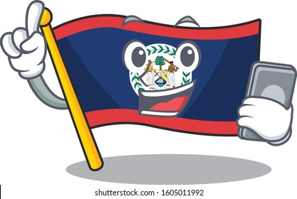 Cartoon design of flag belize speaking on a phone