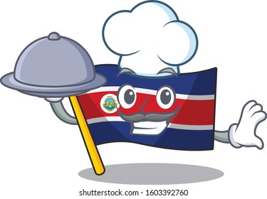 cartoon design flag costa rica Scroll as a Chef with food on tray cartoon design flag costa rica Scroll as a Chef with food on tray