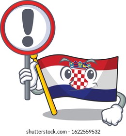 Cartoon design of flag croatia Scroll raised up a sign