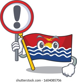 Cartoon design of flag kiribati Scroll raised up a sign