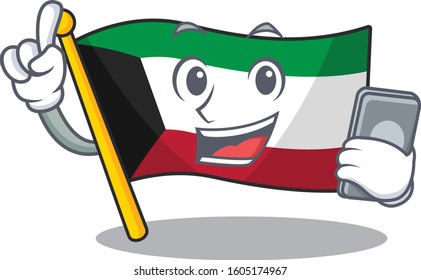 Cartoon design of flag kuwait speaking on a phone