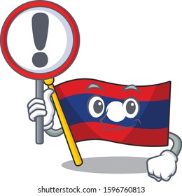 Cartoon design of flag laos Scroll raised up a sign
