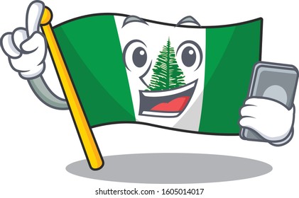 Cartoon Design Of Flag Norfolk Island Speaking On A Phone