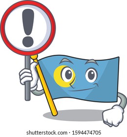 Cartoon design of flag palau Scroll raised up a sign