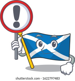 Cartoon design of flag scotland Scroll raised up a sign