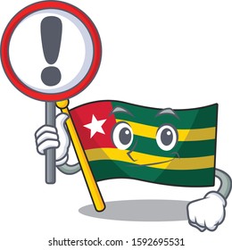Cartoon design of flag togo Scroll raised up a sign