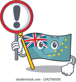 Cartoon design of flag tuvalu Scroll raised up a sign
