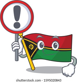Cartoon design of flag vanuatu Scroll raised up a sign