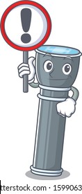 Cartoon design of flashlight Scroll raised up a sign
