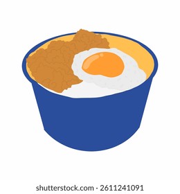Cartoon design food, chicken rice bowl all variant different, with egg, chicken, and ttopoki korean streetfood