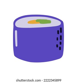 Cartoon design food element. Hand drawn sushi roll