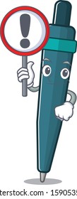 Cartoon design of fountain pen Scroll raised up a sign