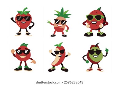 A cartoon design of a fruits character striking a dab pose vector art.