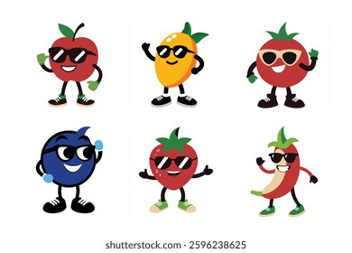 A cartoon design of a fruits character striking a dab pose vector art.
