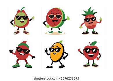 A cartoon design of a fruits character striking a dab pose vector art.