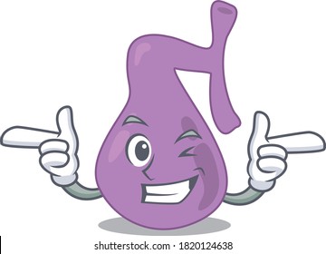 Cartoon design of gall bladder showing funny face with wink eye