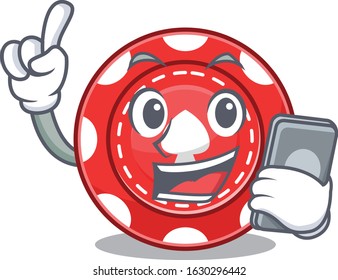 Cartoon design of gambling chips speaking on a phone