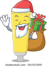 Cartoon design of hair dye Santa having Christmas gift. Vector illustration