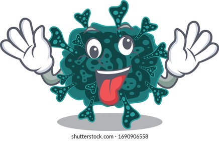 A cartoon design of herdecovirus having a crazy face