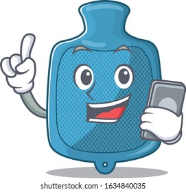 Cartoon design of hot water bag speaking on a phone