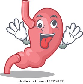 Un dibujo animado del estómago humano con una cara loca