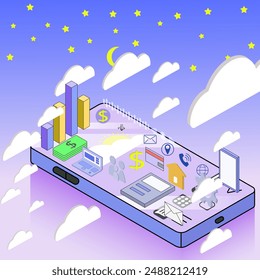 Diseño de dibujos animados Ilustración vectorial isométrica 
