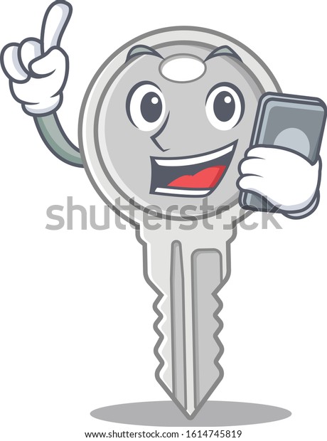 Cartoon design of key\
speaking on a phone