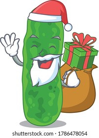 Cartoon design of legionella micdadei Santa with Christmas gift