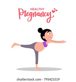 cartoon design for lifestyle of pregnancy mom do yoga in vector illustration. Yoga is good exercise for mother to be ready for have a baby.
