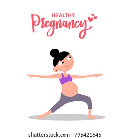 cartoon design for lifestyle of pregnancy mom do yoga in vector illustration. Yoga is good exercise for mother to be ready for have a baby.