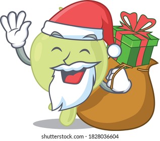 Cartoon design of lymph node Santa having Christmas gift