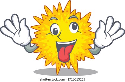 A cartoon design of mycoplasma having a crazy face