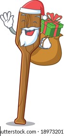 Cartoon design of oars Santa having Christmas gift