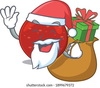 Cartoon design of peperoni Santa having Christmas gift. Vector illustration