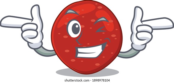 Cartoon Design Of Peperoni Showing Funny Face With Wink Eye. Vector Illustration