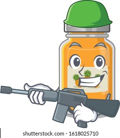 A cartoon design of pineapple jam Army with machine gun