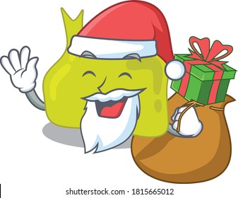 Cartoon design of pituitary Santa having Christmas gift