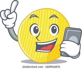 Cartoon design of potato chips speaking on a phone