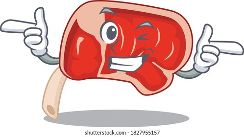 Cartoon design of prime rib showing funny face with wink eye