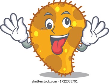 A cartoon design of pseudomonas having a crazy face